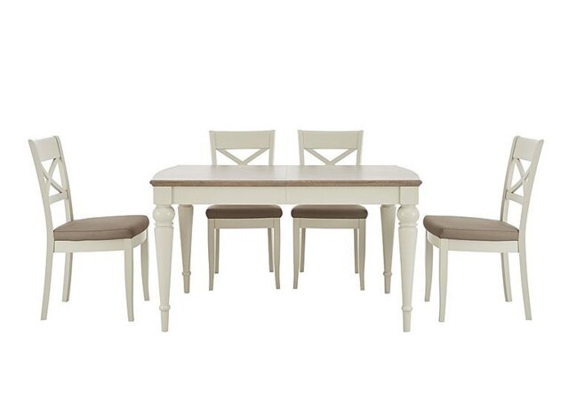 Furnitureland - Annecy Extending Dining Table with 4 Faux NC Leather Cross Back Chairs