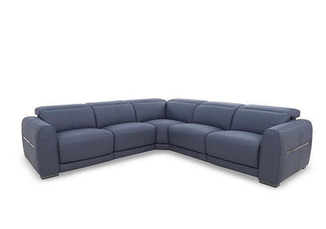 World of Leather - Edison Large Leather Power Recliner Corner Sofa with Power Headrests and Lights