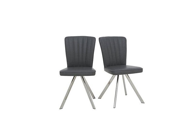 Vegas Pair of Faux Leather Swivel Dining Chairs