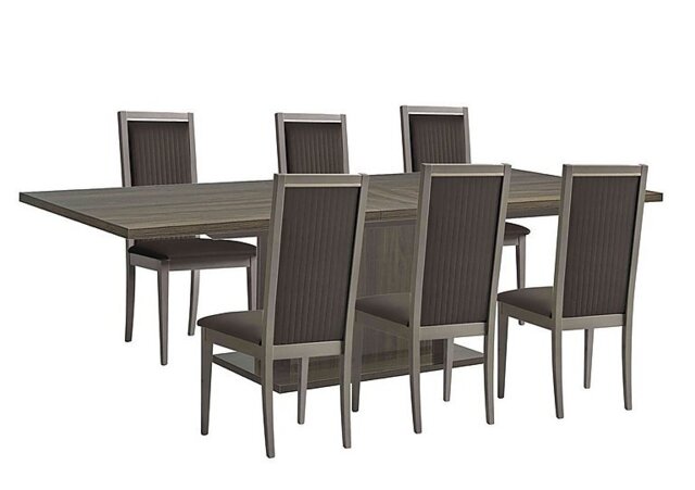 Venezia 200 cm Extending Dining Table and 6 Panelled Fabric Chairs Set - Dark Grey