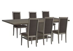 Venezia 200 cm Extending Dining Table and 6 Panelled Fabric Chairs Set - Dark Grey