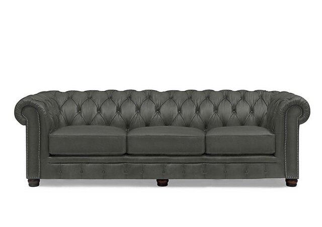 At The Helm - Shackleton 4 Seater Leather Chesterfield Sofa - Granite