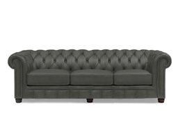 At The Helm - Shackleton 4 Seater Leather Chesterfield Sofa - Granite