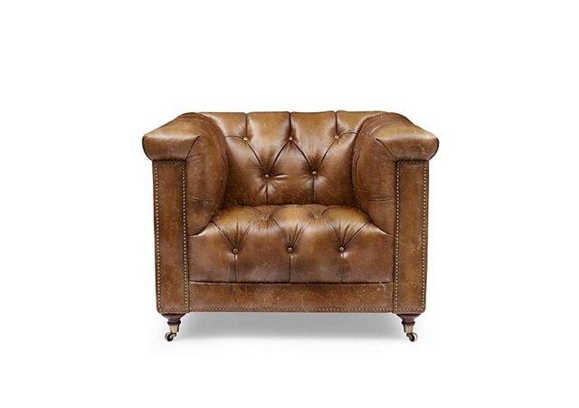 At The Helm - Wallace Leather Chesterfield Chair - Saddle