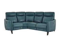 World of Leather - Compact Collection Petit BV Leather Left Hand Facing Corner Sofa - BV Lake Green