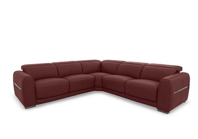 World of Leather - Edison Large Leather Corner Sofa - Deep Red