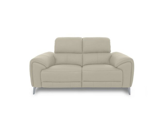 Vino Leather 2 Seater Power Recliner Sofa with Power Headrests and Heated Seats - Bone China