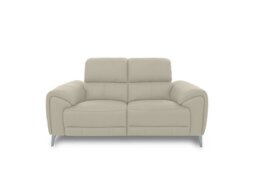Vino Leather 2 Seater Power Recliner Sofa with Power Headrests and Heated Seats - Bone China