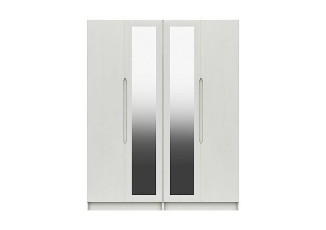 London Bedrooms - St Pancras 4 Door Tall Wardrobe with 2 Mirrors - White