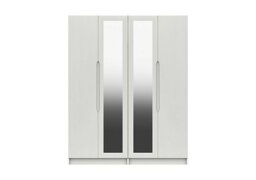 London Bedrooms - St Pancras 4 Door Tall Wardrobe with 2 Mirrors - White