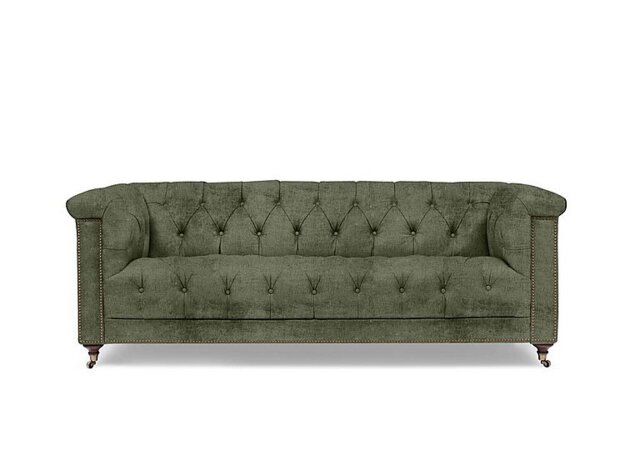 At The Helm - Wallace 3 Seater Fabric Chesterfield Sofa - Hunter Green