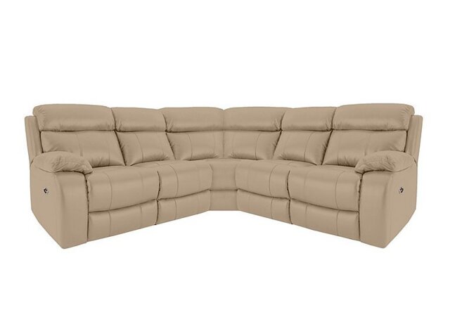 World of Leather - Moreno Leather Power Recliner Corner Sofa - Nude