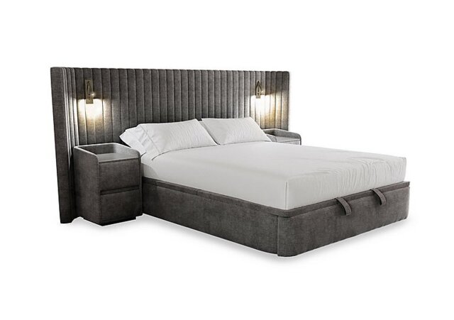 Hyatt End Lift Ottoman Bed Frame with Two 2 Drawer Bedside Cabinets - Super King