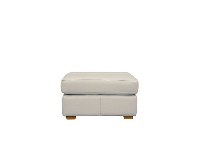 G Plan - Seattle Leather Storage Footstool with Wooden Feet - Oxford Light Grey