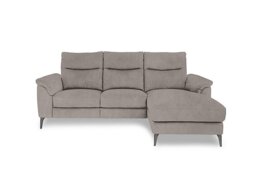 Morgan Fabric 3 Seater Power Recliner Sofa with Right Hand Facing Chaise End - Opulence Silver