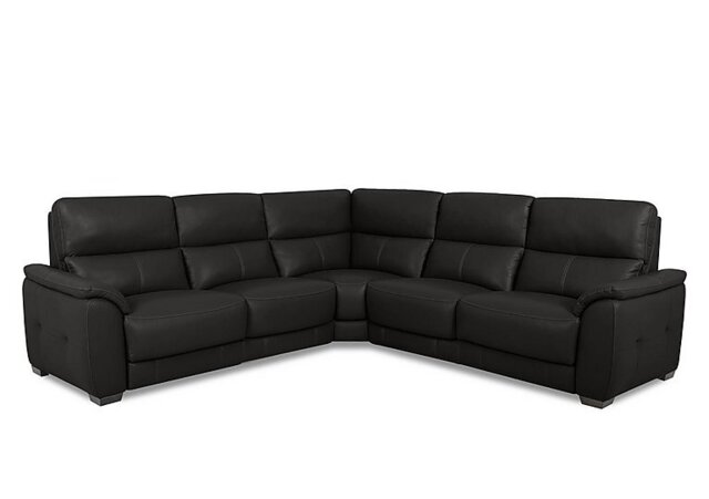 World of Leather - Saffron Large BV Leather Corner Sofa - Shale Grey
