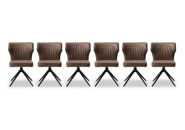 Jayden Set of 6 Faux Leather Swivel Dining Chairs - Light Brown - In Time for Christmas
