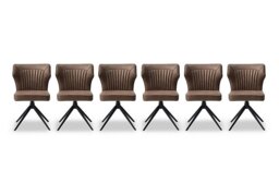 Jayden Set of 6 Faux Leather Swivel Dining Chairs - Light Brown - In Time for Christmas