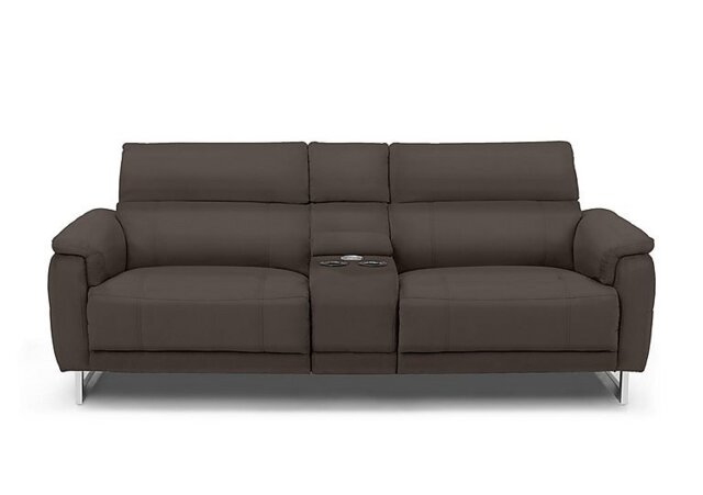 Moet 3 Seater Leather Power Recliner Sofa with Telescopic Headrests and Smart Console - Storm