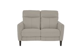 World of Leather - Compact Collection Petit 2 Seater NC Leather Power Recliner Sofa - Feather