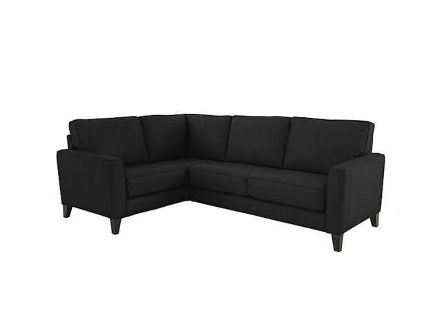 World of Leather - Brondby Small BV NC Leather Left Hand Facing Corner Sofa - Classic Black
