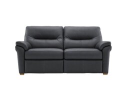 G Plan - Seattle 2.5 Seater Leather Sofa with Wooden Feet - Cambridge Petrol Blue Ok