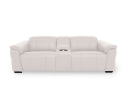 Inca NC Leather 3 Seater Power Recliner Sofa with Pop Up Light Console and Power Headrests - Cotton