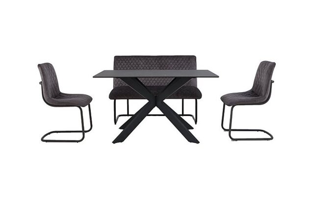 Creed Small Table, Chairs and High Back Bench Dining Set by