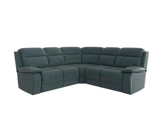 World of Leather - Moreno BV Leather Manual Recliner Corner Sofa - BV Lake Green
