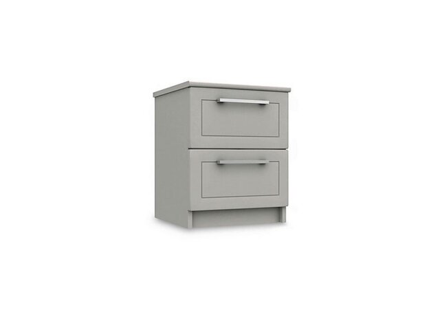 London Bedrooms - Bexley 2 Drawer Bedside Cabinet - Light Grey - Bedroom Furniture - In Time for Christmas