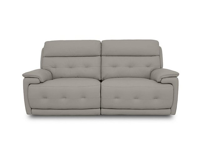 World of Leather - Brescia BV Leather 3 Seater Sofa with Power Recliner - Silver Grey