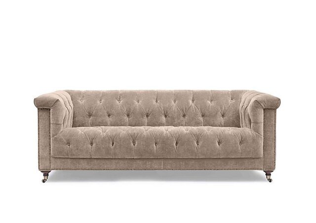 At The Helm - Wallace 3 Seater Fabric Chesterfield Sofa - Barley