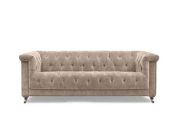 At The Helm - Wallace 3 Seater Fabric Chesterfield Sofa - Barley