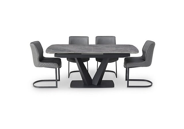 Cupra Pop Up Extending Dining Table and 4 Chairs - 180-cm - Charcoal
