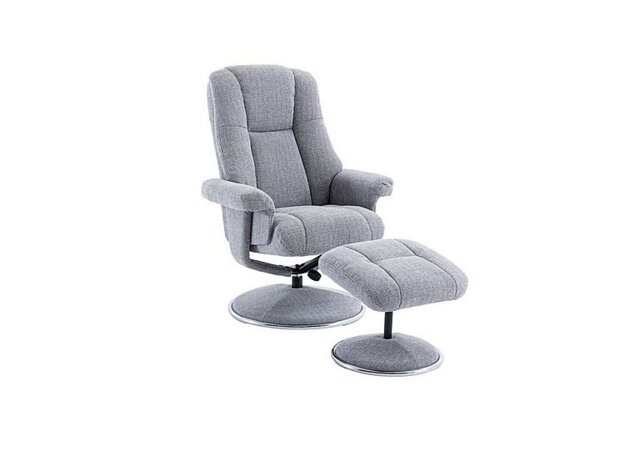 Troyes Fabric High-Back 360 Swivel Chair and Footstool - Chacha Dove