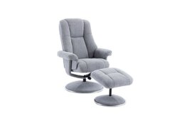 Troyes Fabric High-Back 360 Swivel Chair and Footstool - Chacha Dove