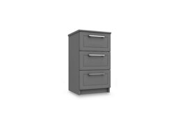 London Bedrooms - Bexley 3 Drawer Bedside Cabinet - Dust Grey Gloss - Bedroom Furniture - In Time for Christmas