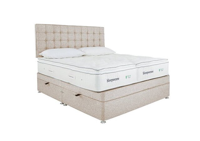 Sleepeezee - Natural Touch 2000 Pillowtop Zip and Link Side Ottoman Divan Set - Tweed Cream