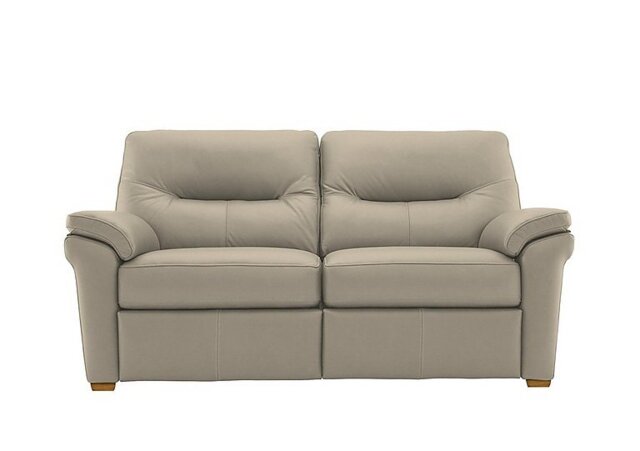 G Plan - Seattle 2.5 Seater Leather Sofa with Wooden Feet - Oxford Mushroom