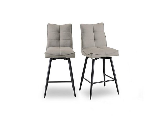 Germain Pair of Swivel Bar Stools - Taupe - Dining Room Furniture - In Time for Christmas