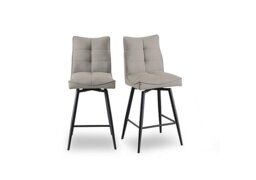 Germain Pair of Swivel Bar Stools - Taupe