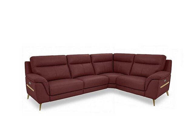 World of Leather - Eclipse Small Leather Power Recliner Right Hand Facing Corner Sofa with Power Headrests - Deep Red