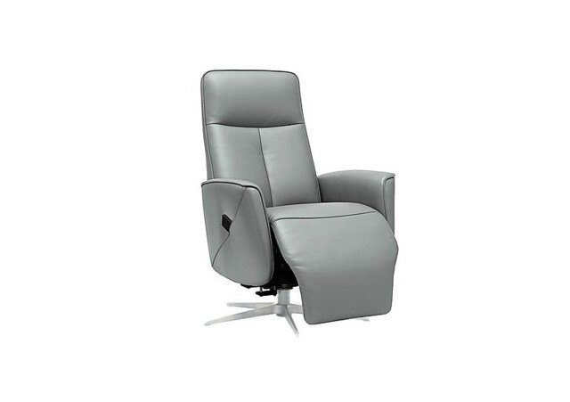 G Plan - Maribo Leather Lift and Rise Power Recliner Chair with Power Headrest and Chrome Base - Cambridge Grey