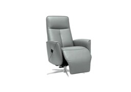 G Plan - Maribo Leather Lift and Rise Power Recliner Chair with Power Headrest and Chrome Base - Cambridge Grey