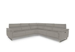Moet Large Leather Power Recliner Corner Sofa with Telescopic Headrests - New Grey