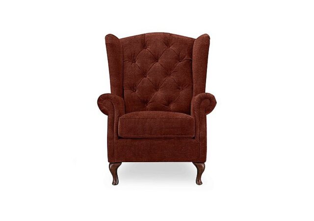 At The Helm - Harriet Fabric Wing Chair - Tawny with Walnut Feet