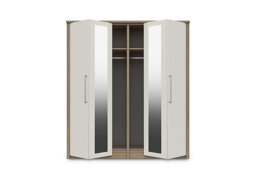 London Bedrooms - Chelsea 4 Door Bifold Wardrobe with 2 Mirror Doors and Silver Handles
