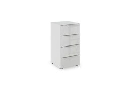 Rauch - Haven 40cm 4 Drawer Chest with Glass Top and Front - Silk Grey/Silk Grey Front