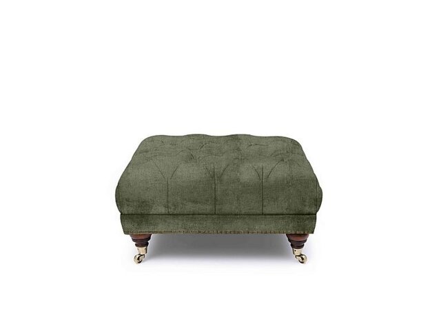 At The Helm - Shackleton Fabric Square Footstool with Castors - Hunter Green