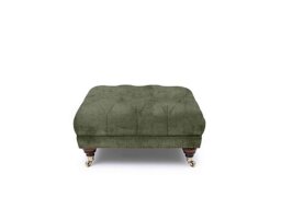 At The Helm - Shackleton Fabric Square Footstool with Castors - Hunter Green